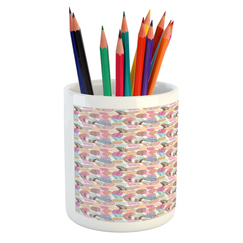 Colorful Doodle Leaves Pencil Pen Holder