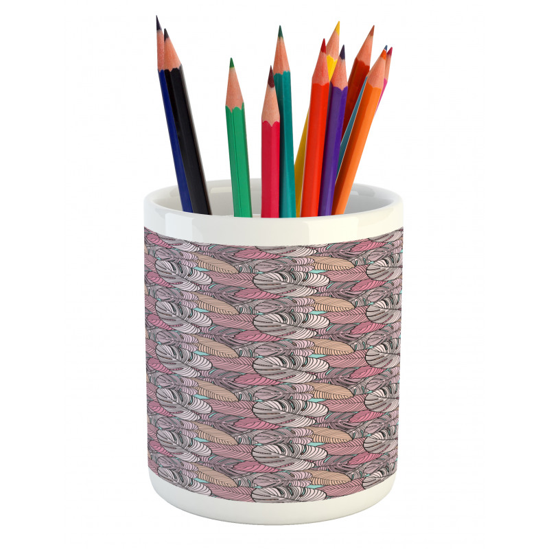 Pastel Tropical Leaves Pencil Pen Holder