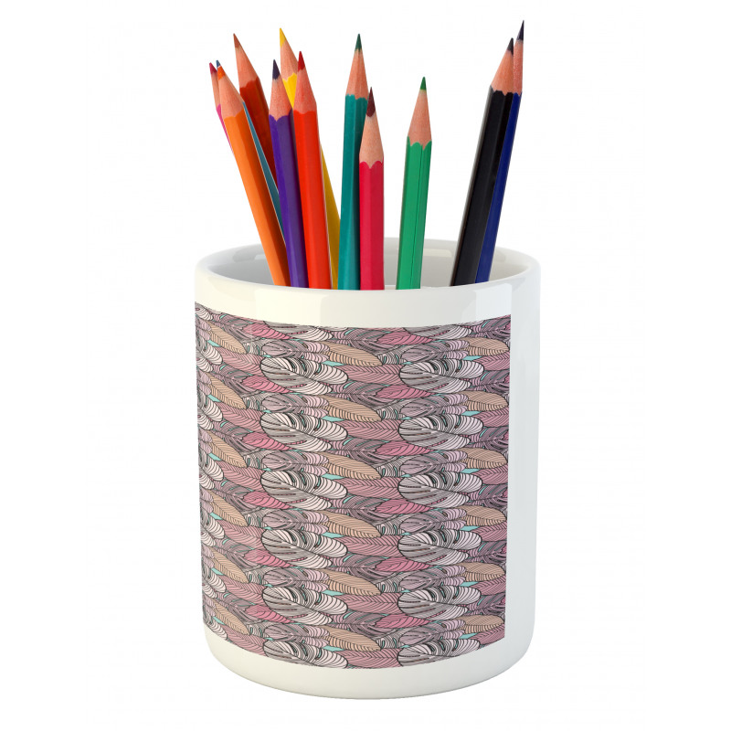 Pastel Tropical Leaves Pencil Pen Holder