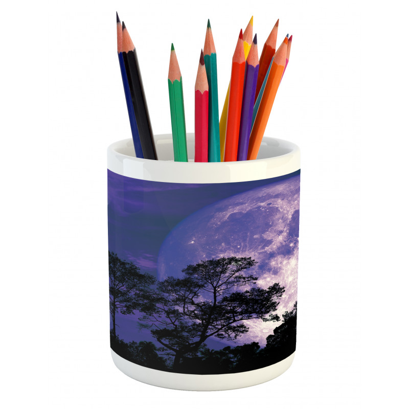 Trees on a Field at Night Pencil Pen Holder