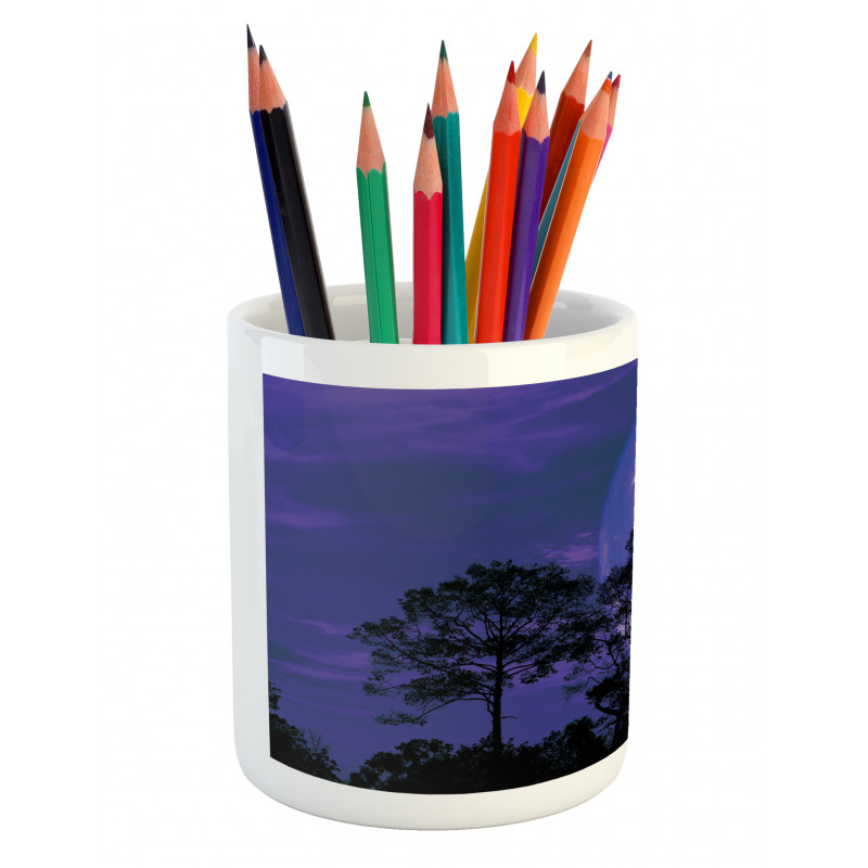 Trees on a Field at Night Pencil Pen Holder