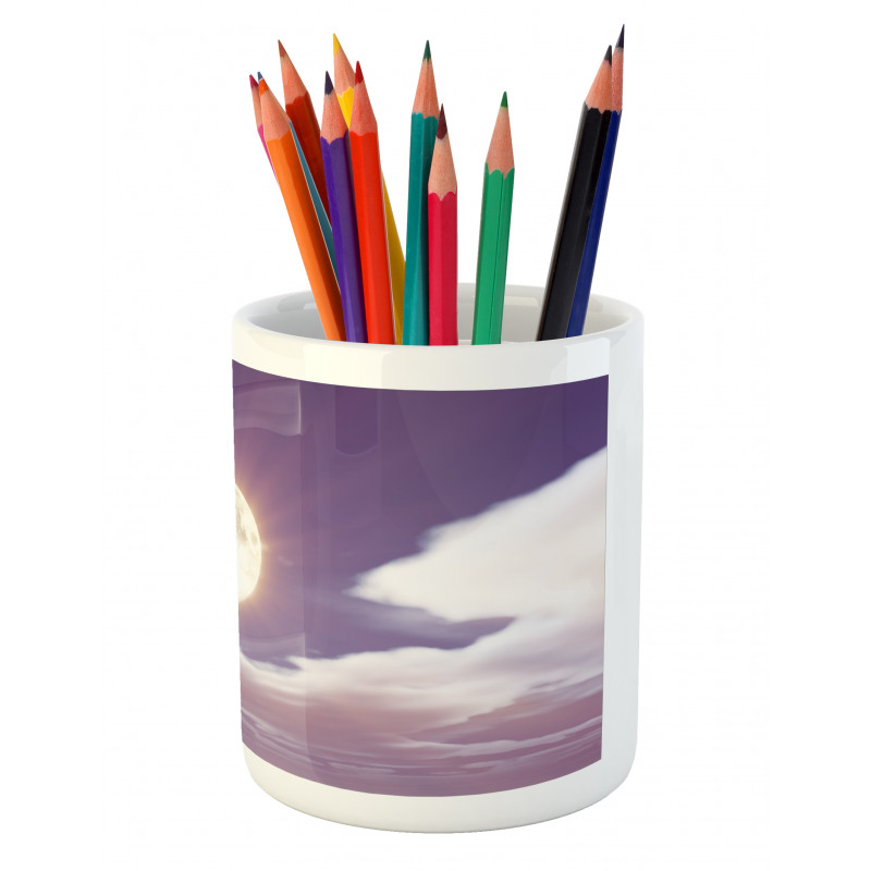 Dramatic Moon and Clouds Pencil Pen Holder