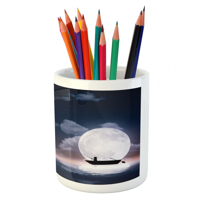 Fisherman in Boat Night Pencil Pen Holder