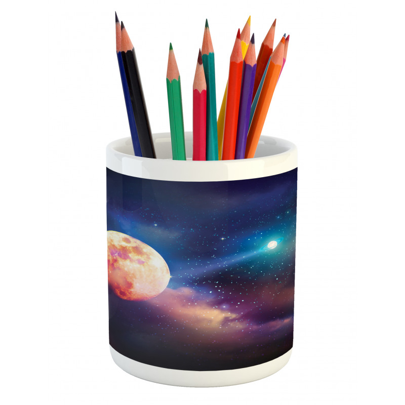 Cosmic Scene with Planets Pencil Pen Holder