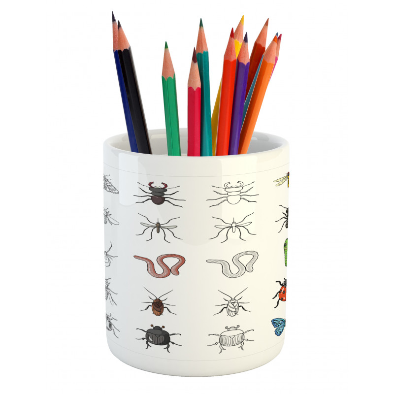 Colored Outline Creatures Pencil Pen Holder