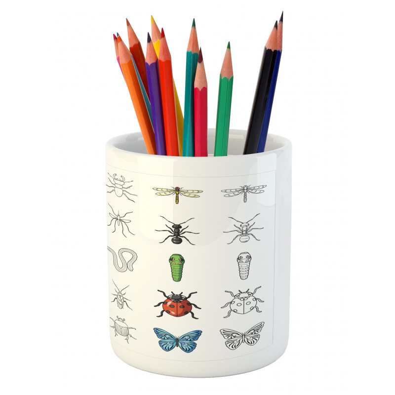 Colored Outline Creatures Pencil Pen Holder