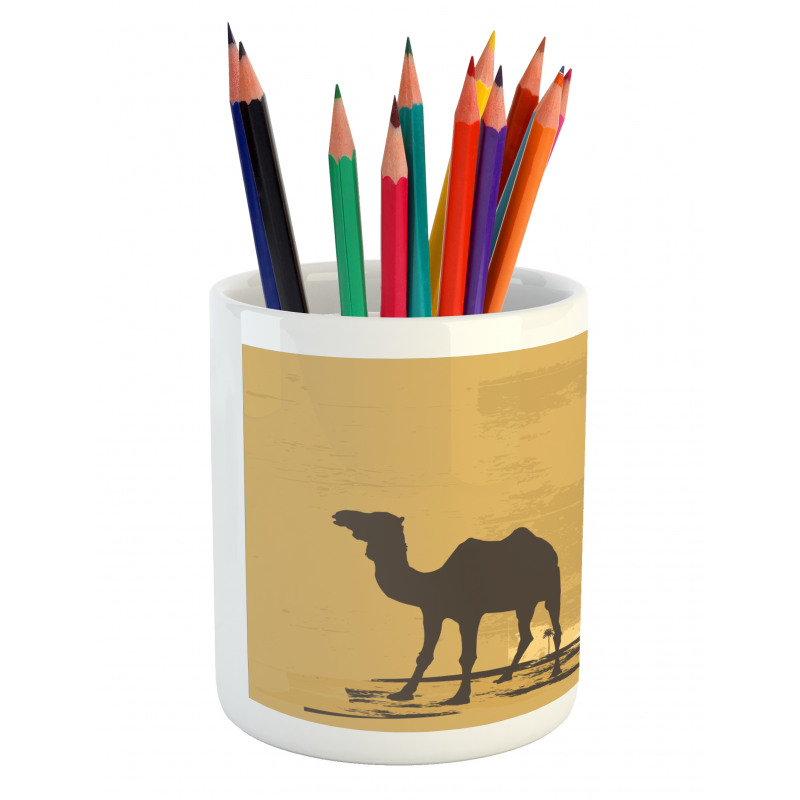 Camel and Palm Trees Sunset Pencil Pen Holder