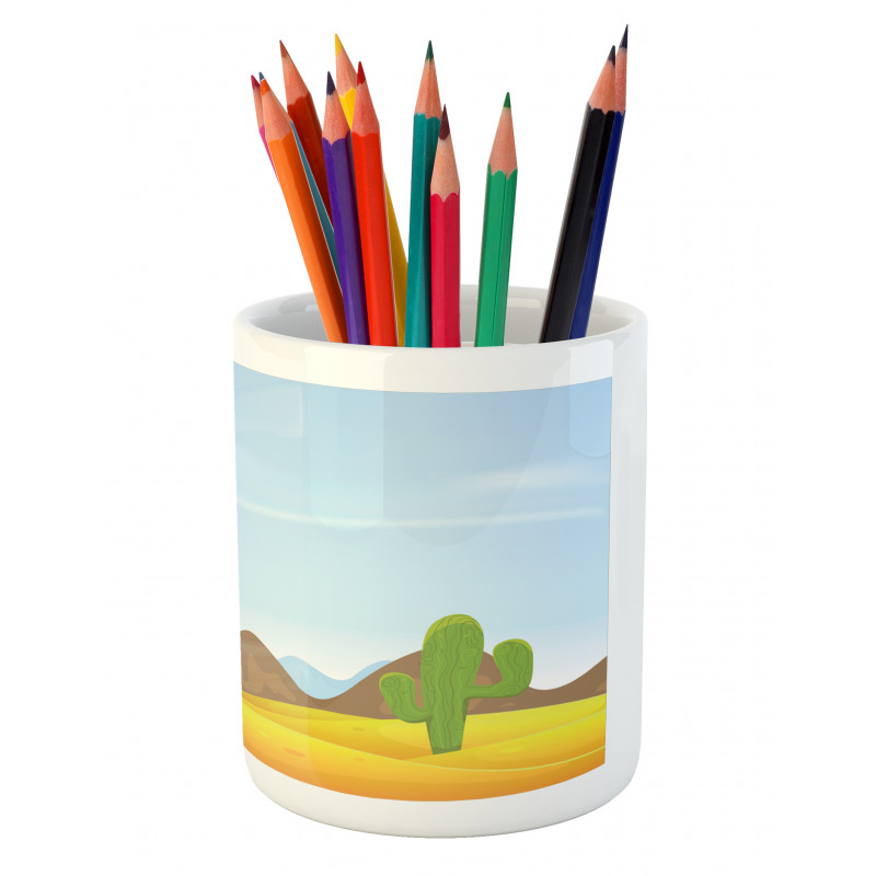 Cactus Plants Mountains Desert Pencil Pen Holder