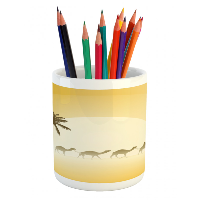 Camel Caravan and Palm Trees Pencil Pen Holder