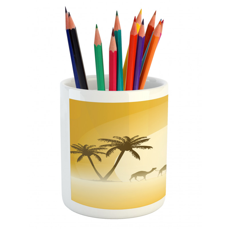 Camel Caravan and Palm Trees Pencil Pen Holder