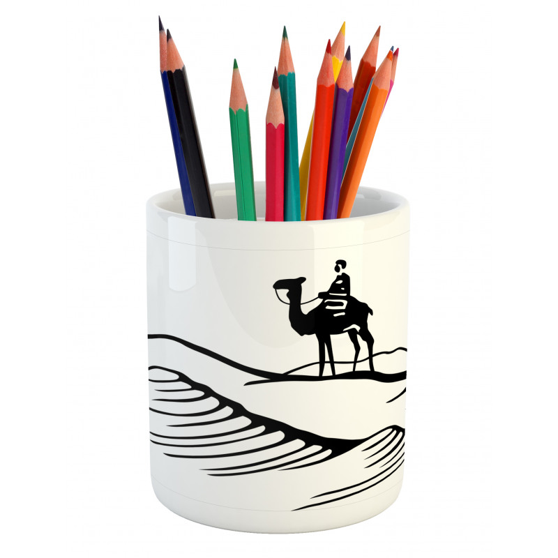 Monochromatic Man on Camel Pencil Pen Holder