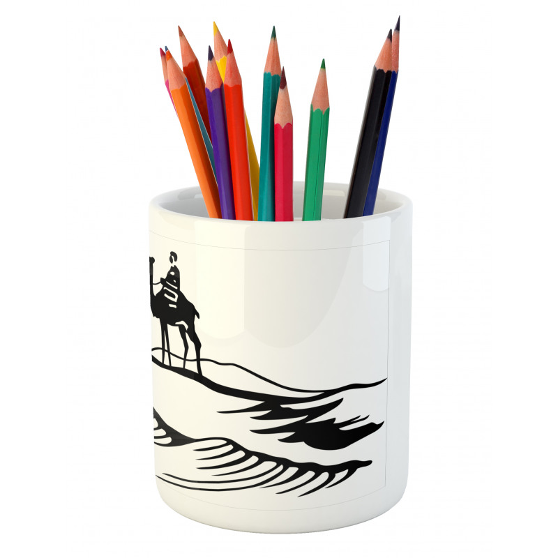 Monochromatic Man on Camel Pencil Pen Holder