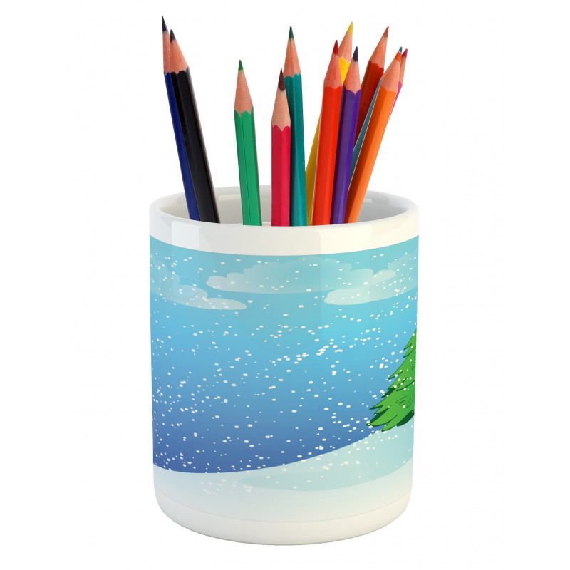 Snow Pouring onto Trees Pencil Pen Holder