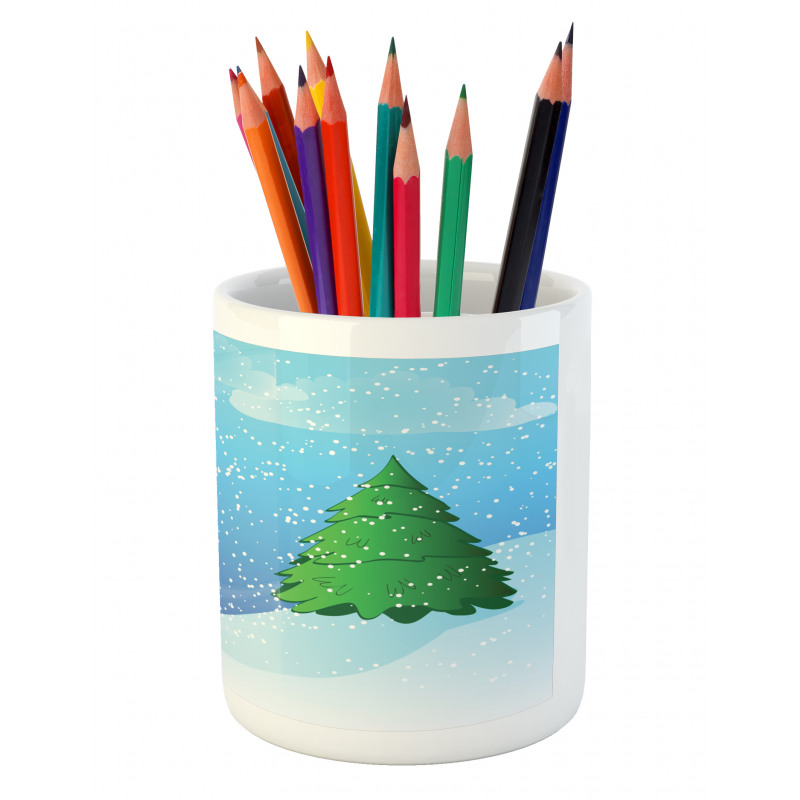 Snow Pouring onto Trees Pencil Pen Holder