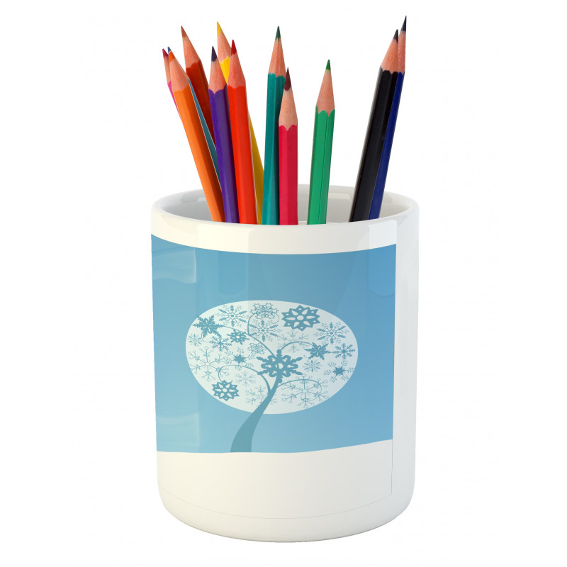 Round Snowflake Trees Pencil Pen Holder