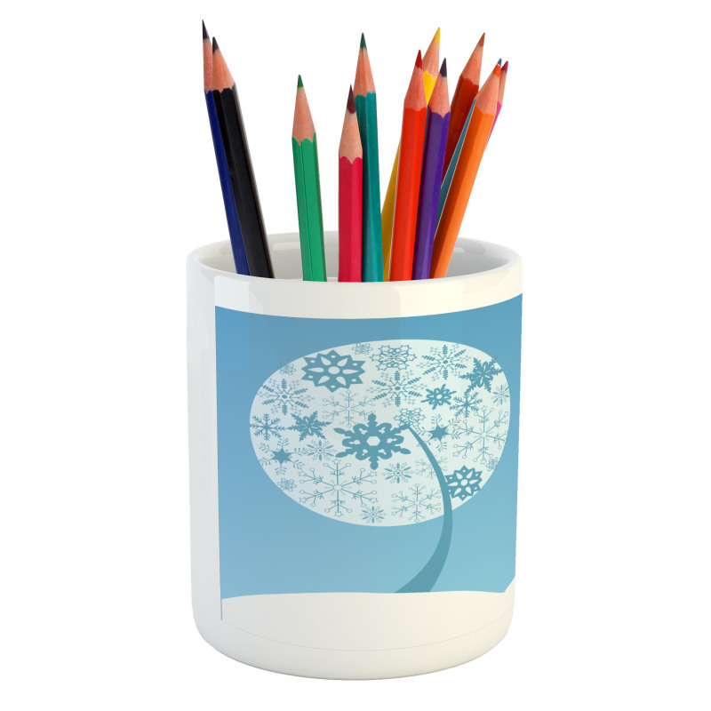 Round Snowflake Trees Pencil Pen Holder