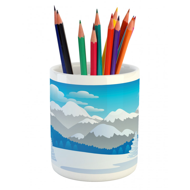 Snow-Capped Mountains Pencil Pen Holder