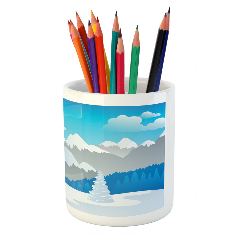 Snow-Capped Mountains Pencil Pen Holder