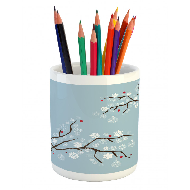 Snowflakes on Branches Pencil Pen Holder