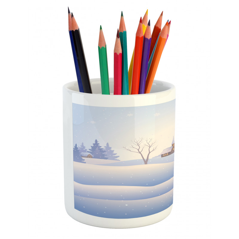 Village Landscape View Pencil Pen Holder