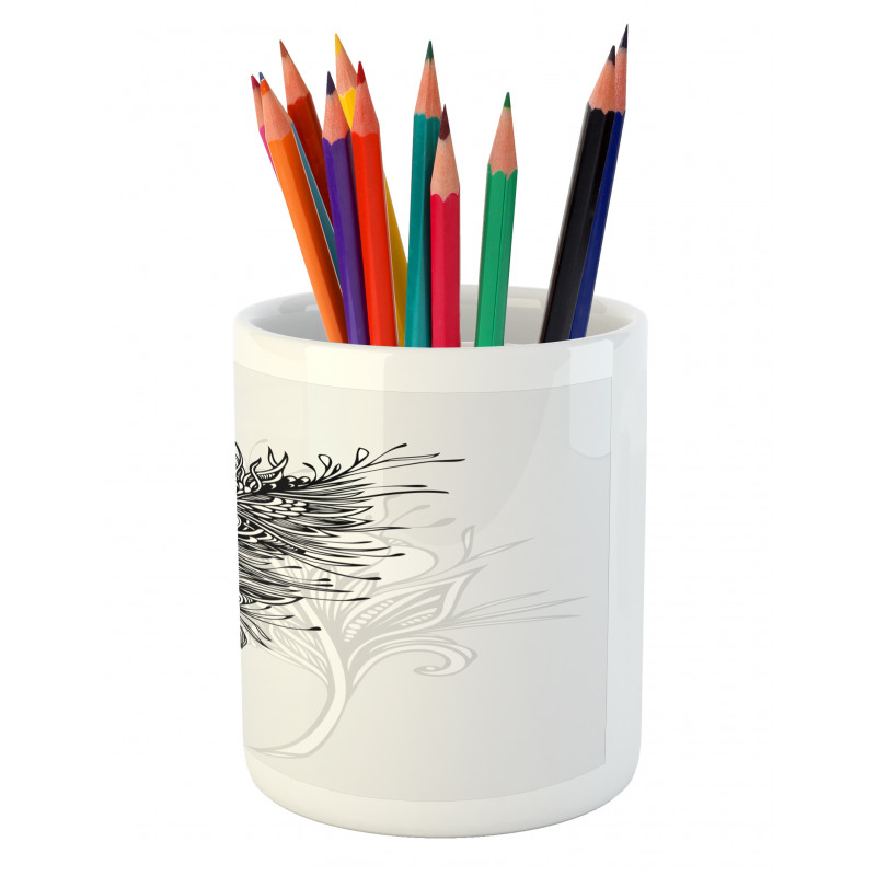 Doodle Style Plumage Boho Pencil Pen Holder