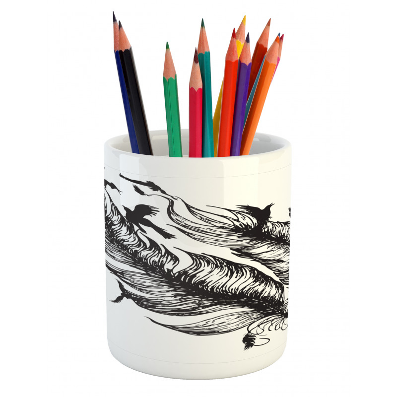 Flying Bird Silhouettes Pencil Pen Holder