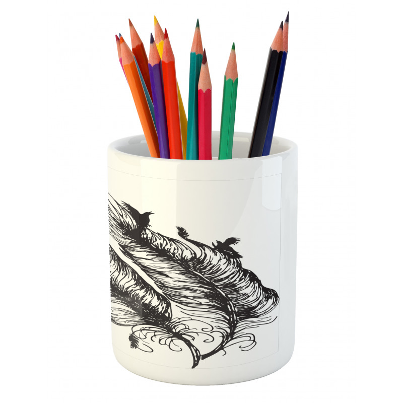 Flying Bird Silhouettes Pencil Pen Holder