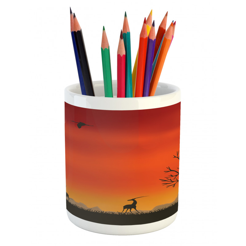 Tree and Animals Landscape Pencil Pen Holder