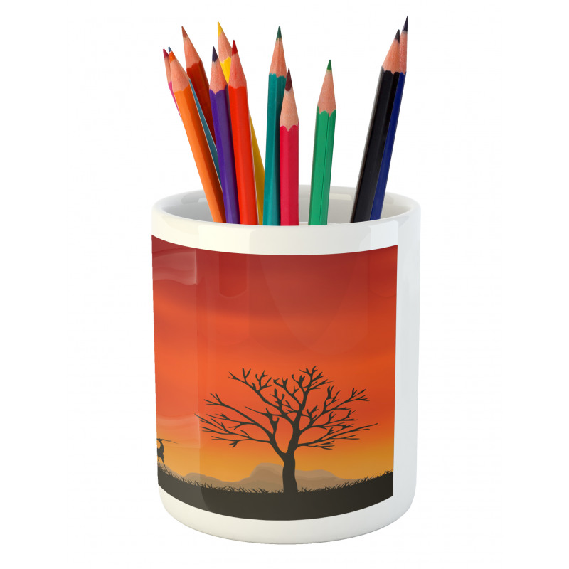 Tree and Animals Landscape Pencil Pen Holder