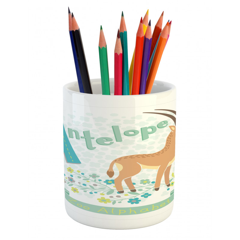 Zoo Alphabet Floral Animal Pencil Pen Holder