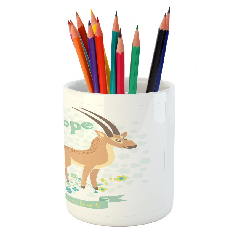 Zoo Alphabet Floral Animal Pencil Pen Holder