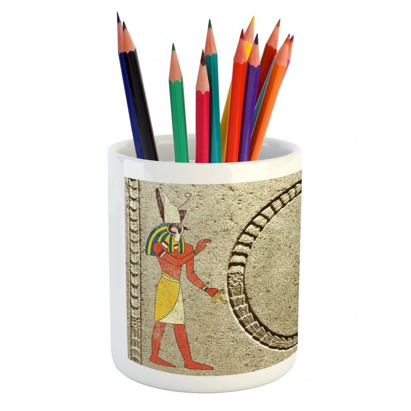 Ethnic Old Stone Pencil Pen Holder