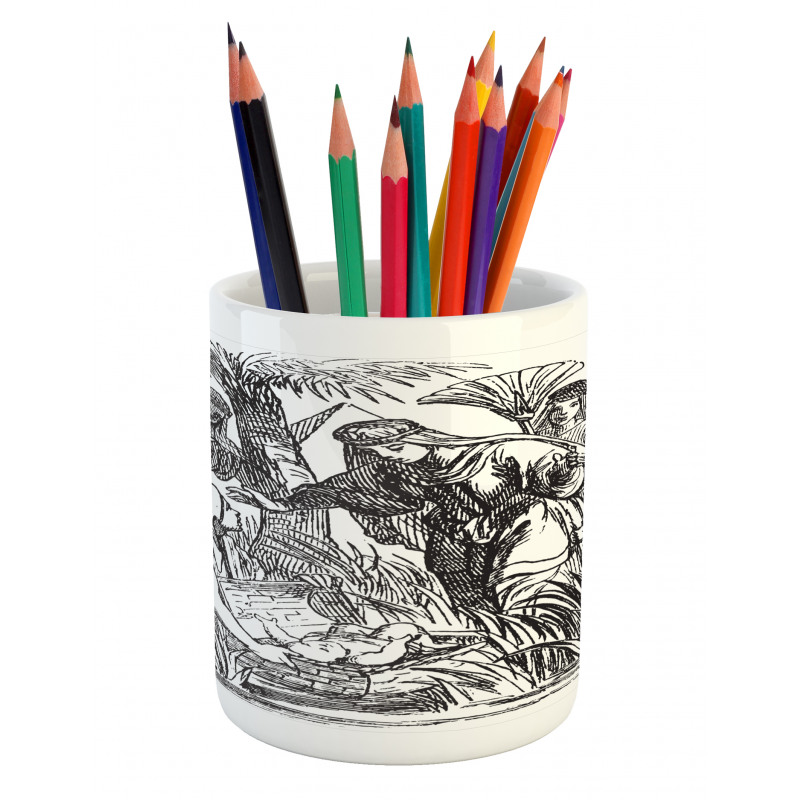 Old Engraving Baby Pencil Pen Holder