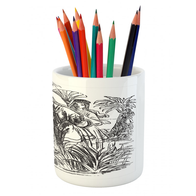 Old Engraving Baby Pencil Pen Holder