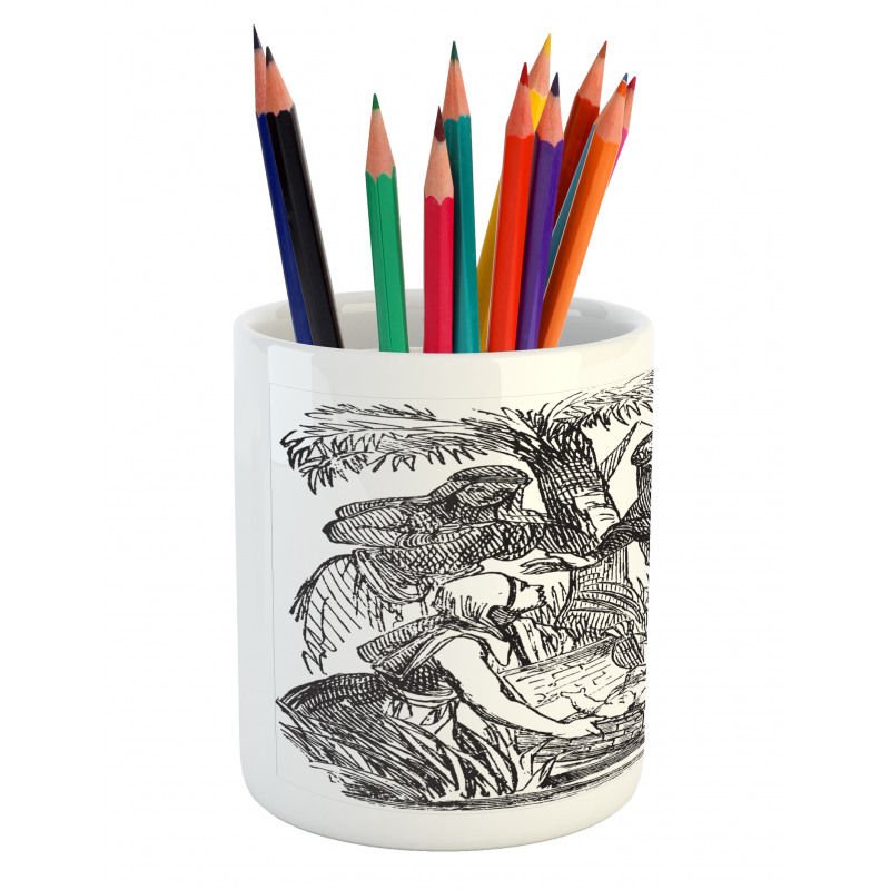 Old Engraving Baby Pencil Pen Holder