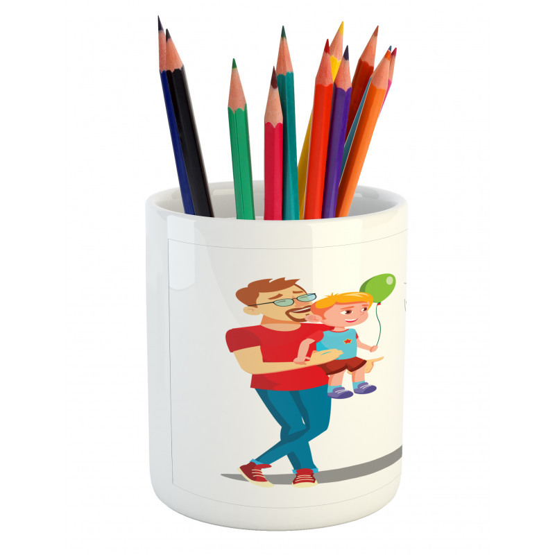 Father and Son Having Fun Pencil Pen Holder