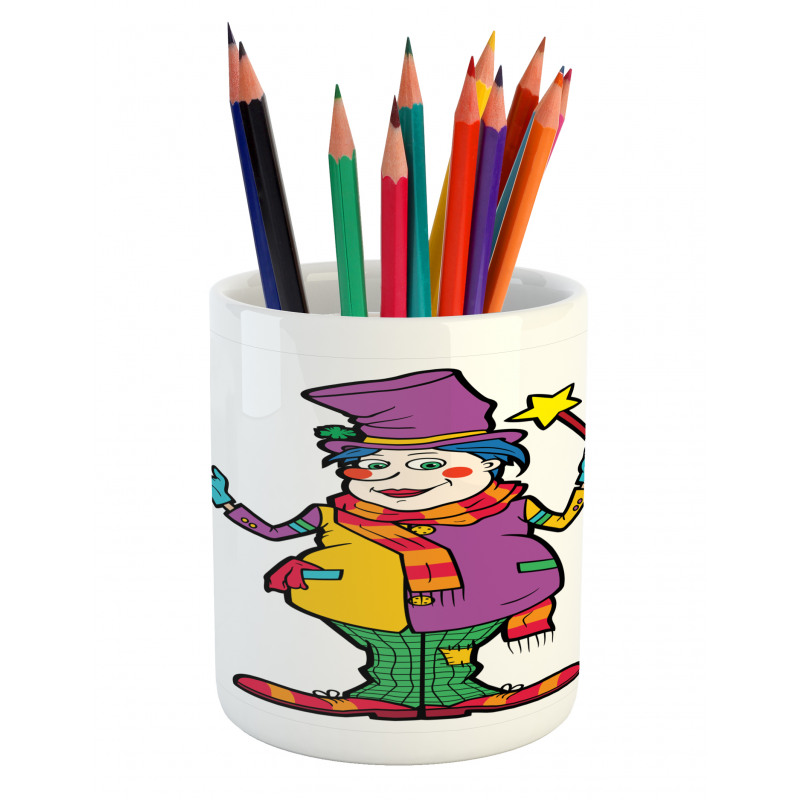 Whimsical Man with Magic Wand Pencil Pen Holder