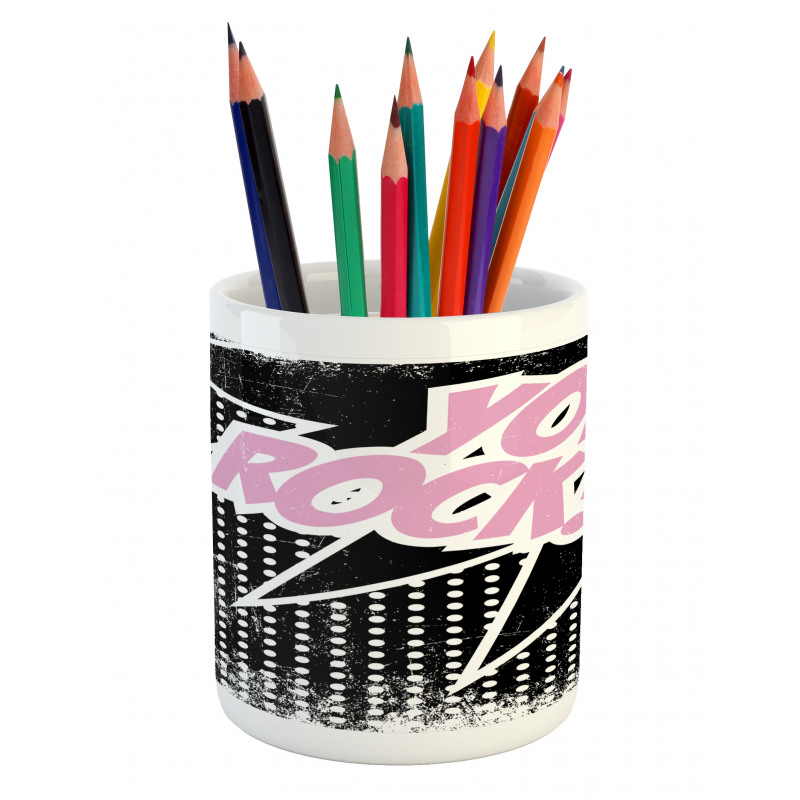 Halftone Style Text Bubble Pencil Pen Holder