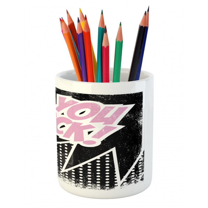 Halftone Style Text Bubble Pencil Pen Holder