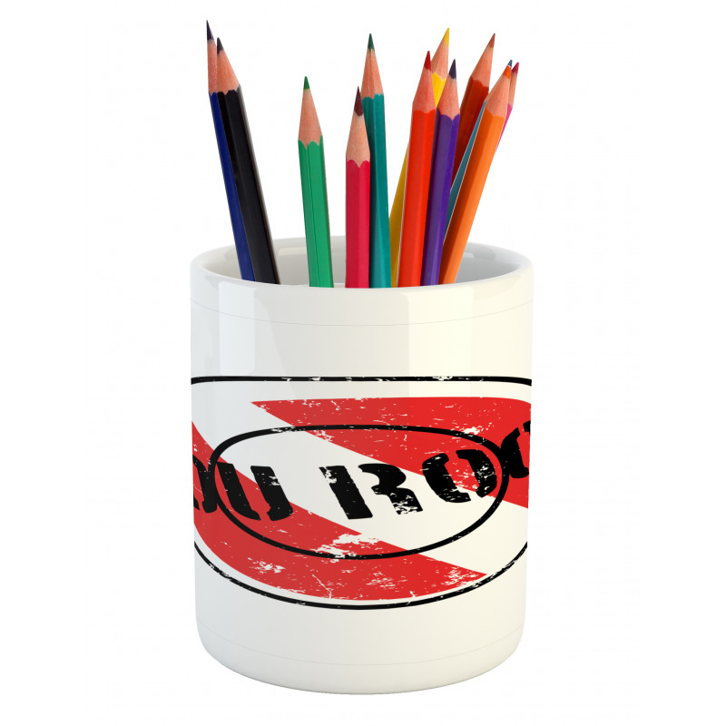 Grunge Look Stamp Graphic Pencil Pen Holder