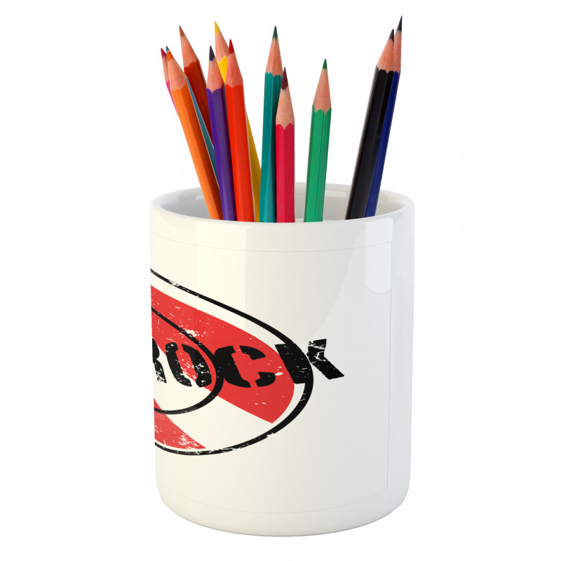 Grunge Look Stamp Graphic Pencil Pen Holder