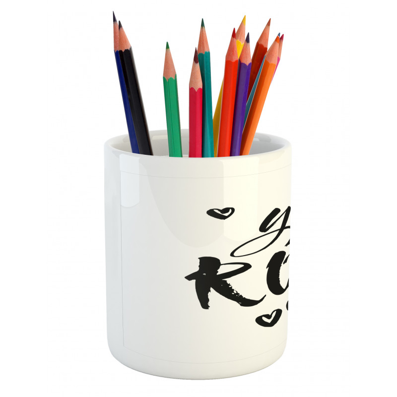 Charcoal Heart Ornaments Pencil Pen Holder