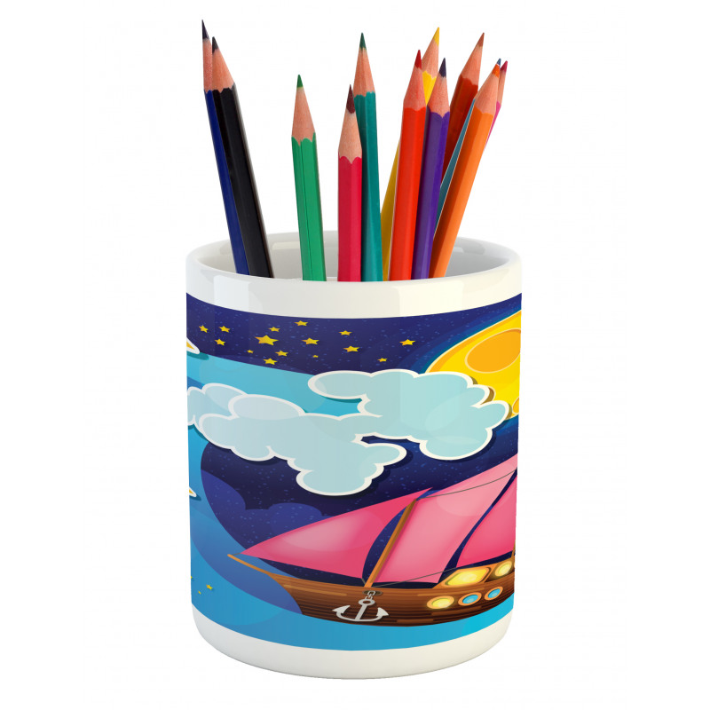 Sailing Boat Cartoon Pencil Pen Holder