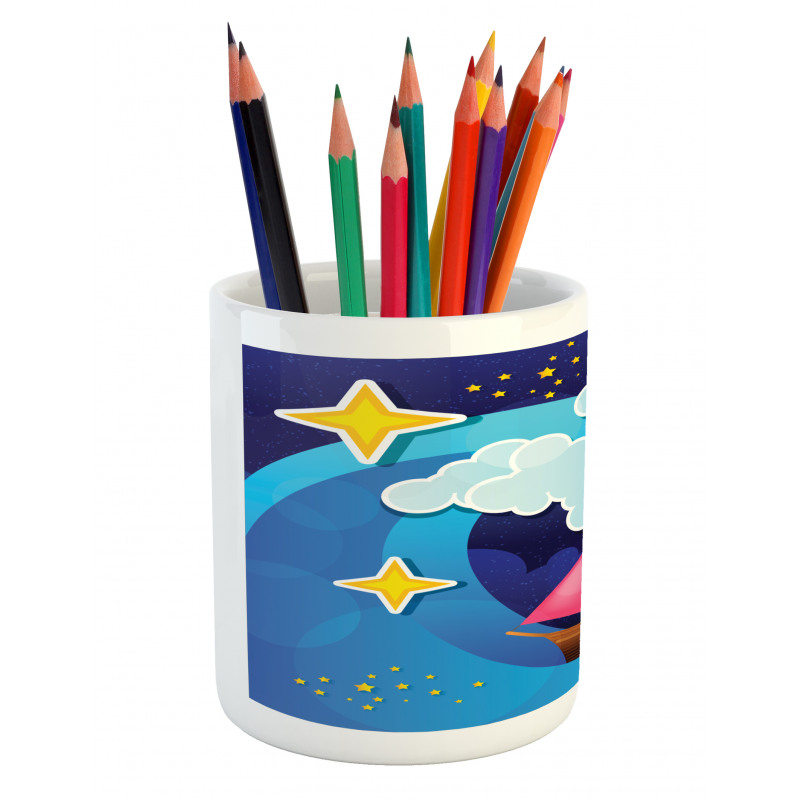 Sailing Boat Cartoon Pencil Pen Holder