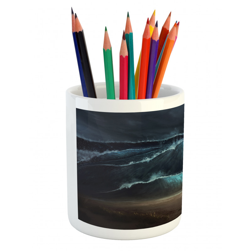 Gothic Wave Alone Woman Pencil Pen Holder