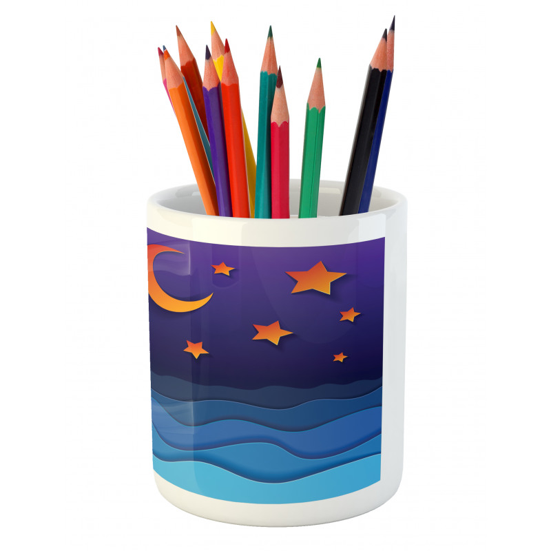 Paper Cut Style Sky Pencil Pen Holder