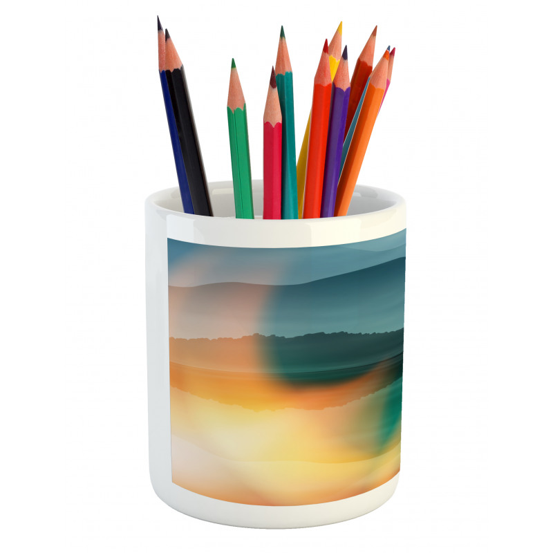 Sea and Palm Trees Art Pencil Pen Holder