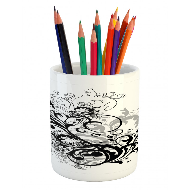 Monochrome Abstract Leaves Pencil Pen Holder