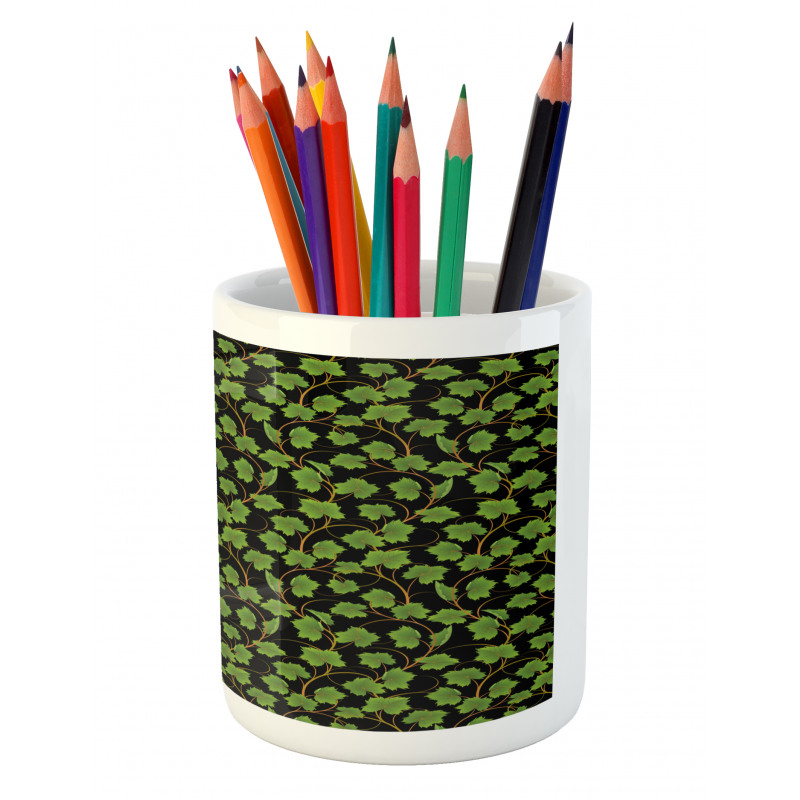 Botany Grape Leaves on Dark Pencil Pen Holder