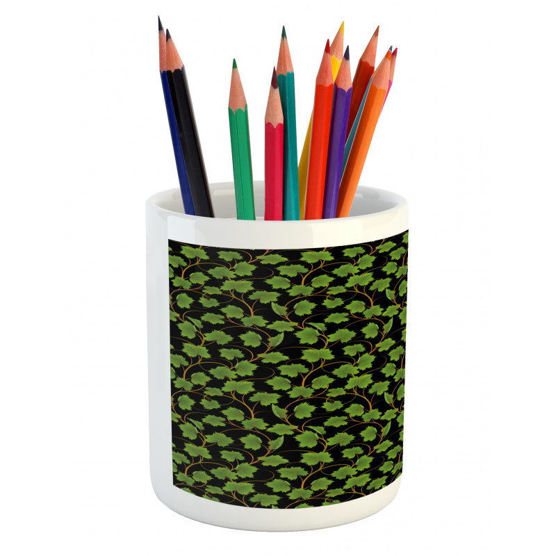 Botany Grape Leaves on Dark Pencil Pen Holder